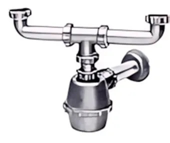 SIFONE PLASTICA 2 VIE CON PILETTA 1'1/2 ATTACCO LAVATRICE D.40