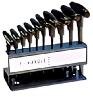 CHIAVINO ESAGONALE A T SERIE 10 PEZZI CON MANICO