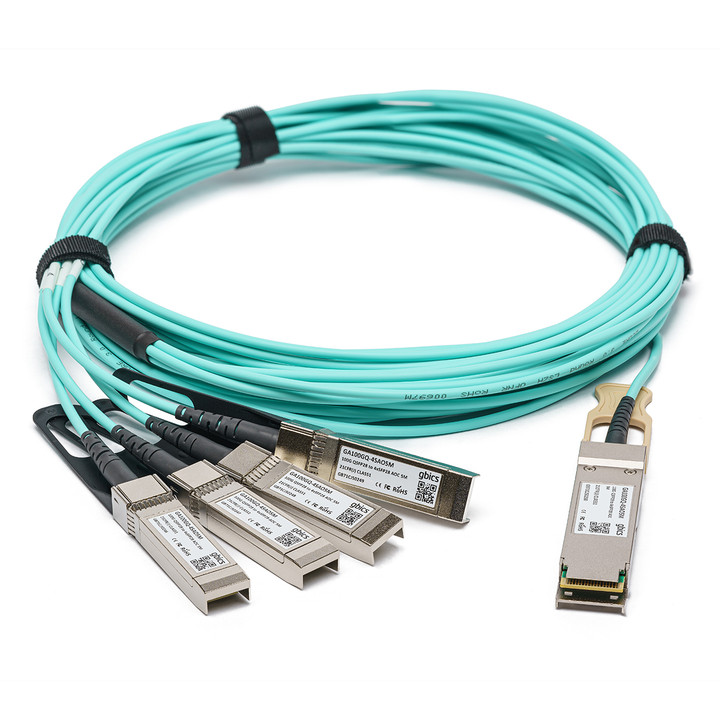 JNP-100G-AOCBO-20M - Cable óptico activo de ruptura compatible con Juniper de 20 metros 100G QSFP28 a 4x25G SFP28