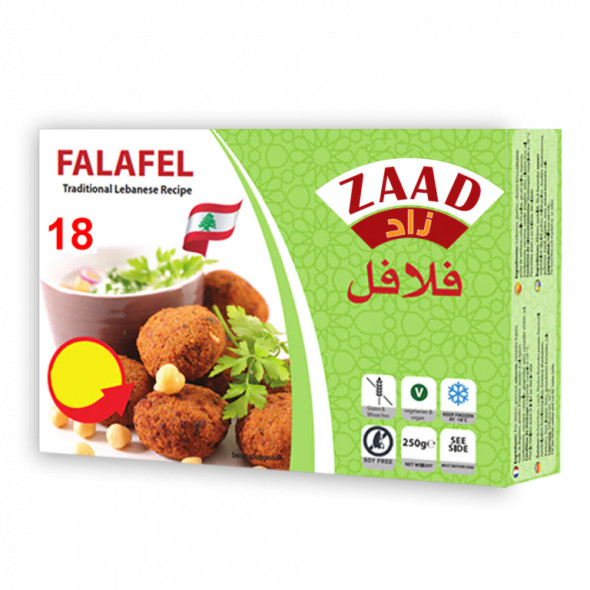 ZAAD LEBANESE FALAFEL 18PCS 350G.  زاد فلافل لبنانية 18 قطعة 350 جرام.