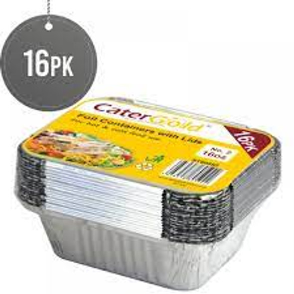 CATER OLD FOIL CONTAINERS WITH LIDS NO.2 16 PK