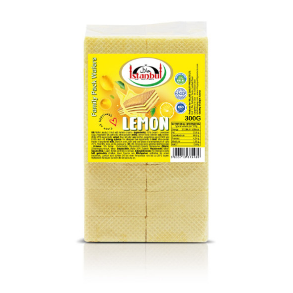 ISTANBUL FAMILY WAFFERS PACK LEMON 250G  رقائق اسطنبول العائلية عبوة ليمون 250 جرام