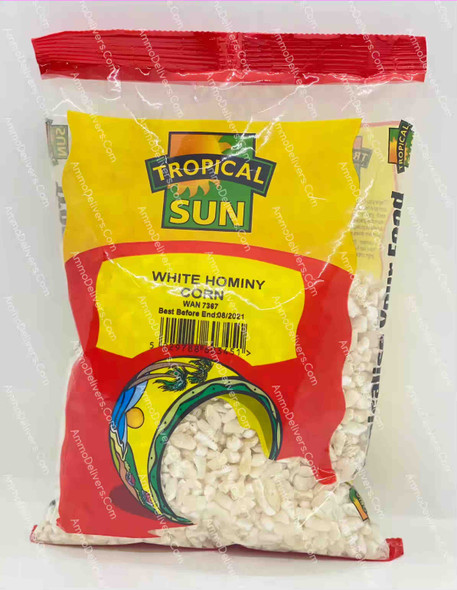 TROPICAL SUN WHITE HOMINY CORN 500G - تروبيكال صن دقيق ذرة حبة مكسرة