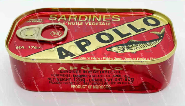 APOLLO SARDINES IN VEGETABLE OIL 125G - اپولو سردين في زيت نباتي