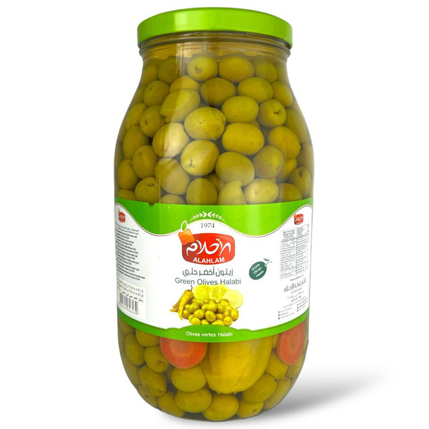 AHLAM GREEN OLIVES HALABI 3000G أحلام زيتون أخضر حلبي