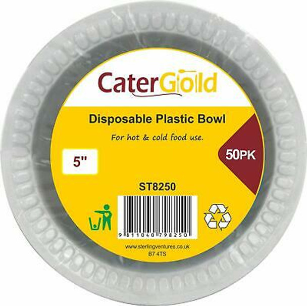 CATER GOLD REUSABLE PLASTIC BOWL 50PK وعاء بلاستيكي قابل لإعادة الاستخدام من كاتر جولد، 50 قطعة