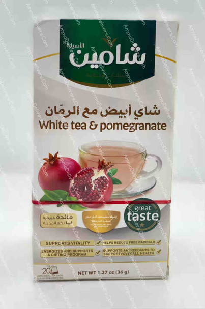 CHAMAIN WHITE TEA & POMEGRANATE 20 BAGS 36G - شامين شاي ابيض مع الرمان