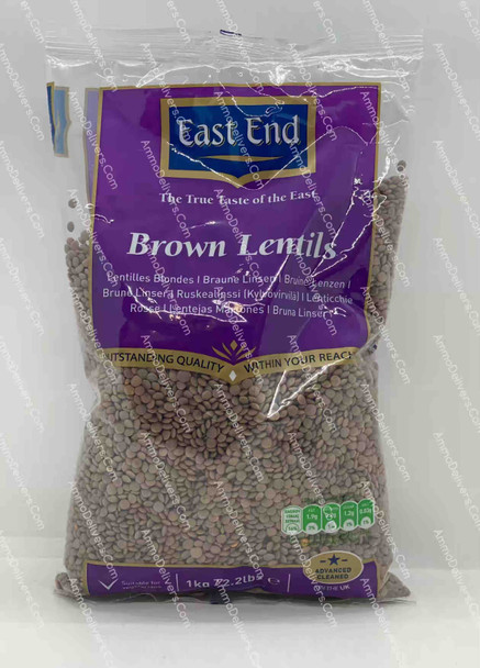 EAST END BROWN LENTILS 1KG - ايست ايند عدس بني كامل