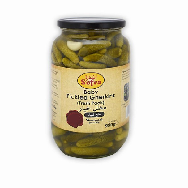 SOFRA BABY PICKLED GHERKINS 980G - الصُفرة مخلل خيار صغير ملح قليل