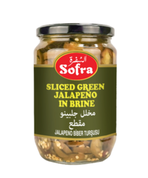 SOFRA SLICED GREEN JALAPENO 690G - الصُفرة مخلل جلبينو مقطع