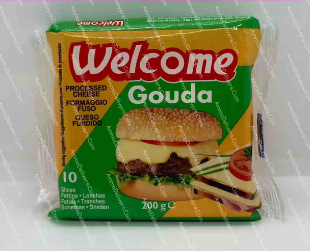 WELCOME PROCESSED GOUDA CHEESE 10 SLICES 200G - ويلكوم جبنة جودا مكررة شرائح