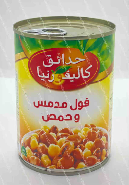 CALIFORNIA GARDEN FAVA BEANS & CHECK PEASE IN BRINE 400G - حدائق كليفورنيا فول مدمس وحمص