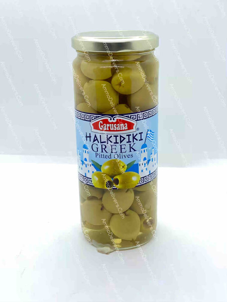 GARUSANA GREEK PITTED GREEN OLIVES 430G - جاروسانا زيتون اخضر يوناني من غير نوى