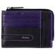 Zipped Leather Card Holder by Mala Axis: 613 Black/Purple - Front