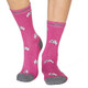 Thought Women's Bamboo Socks SPW692 Lula Cat: Violet Pink. 1  pair on model's feet