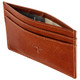 Slim Card Wallet Mala Leather Toro Tan 618:  Showing the fabric lining
