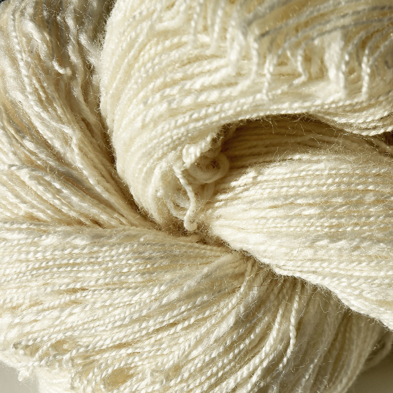 Product Details, OmShanti White - 100% White Eri (Wild Silk) Yarn, 20/2  lace weight, Natural (Undyed), Yarns - Undyed