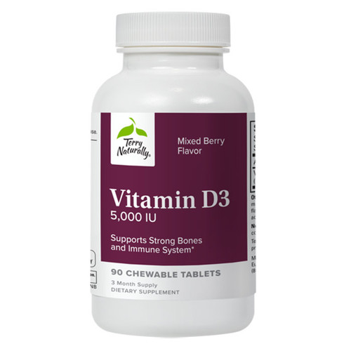 Terry Naturally Vitamin D3 Chewable 5000 IU - 90 tablet bottle