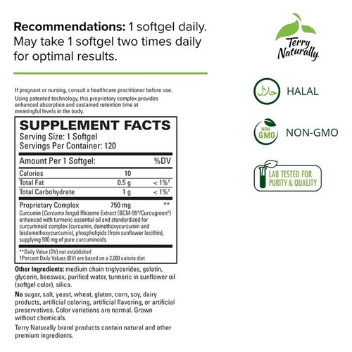 Terry Naturally CuraMed 750mg Nutritional Facts