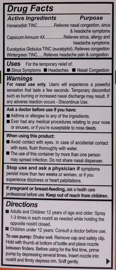 Sinus Plumber Drug Facts