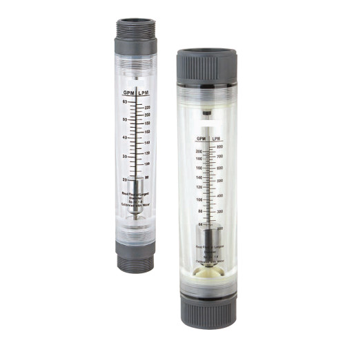 Flow Meter, 0.1 - 1 Gallons Per Minute, 1/2" NPT, Inline, Round Body