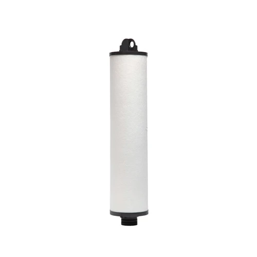 Enpress ONE CT-COMM20-MB commercial Purple Series meltblown polypropylene depth cartridge, a tall white 8 inch by 40 inch cartridge with the black handle top cap and the black threaded base connector