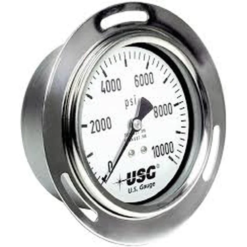 Ametek US Gauge 656 Front Flange Liquid Fillable Open Front Pressure Gauge, 63mm or 2-1/2" diameter, 316L Stainless Steel,...