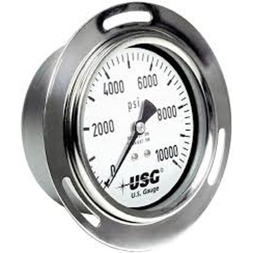 Ametek US Gauge 656 U-Clamp Liquid Fillable Open Front Pressure Gauge, 63mm or 2-1/2" diameter, 316L Stainless Steel, Lowe...