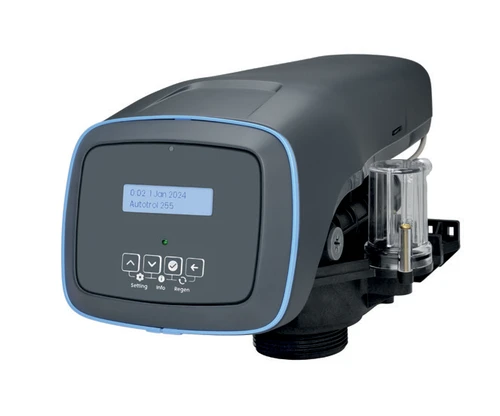 Autotrol 255 control valve with Easy-iQ controller. Manufacturer photograph shows the valve with the decorative cover fitted; this item is supplied less cover.