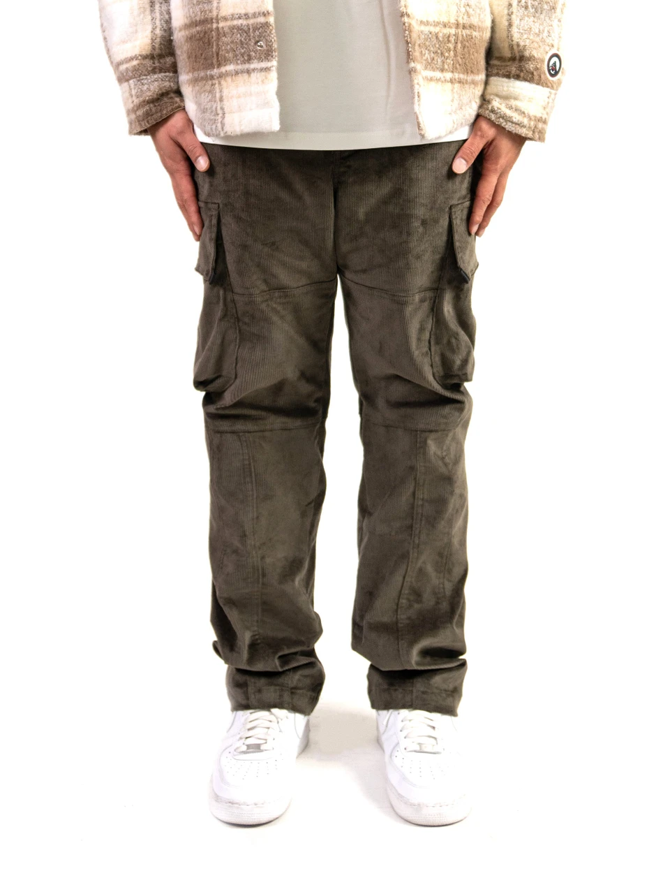 Olive Corduroy Cargo Pants