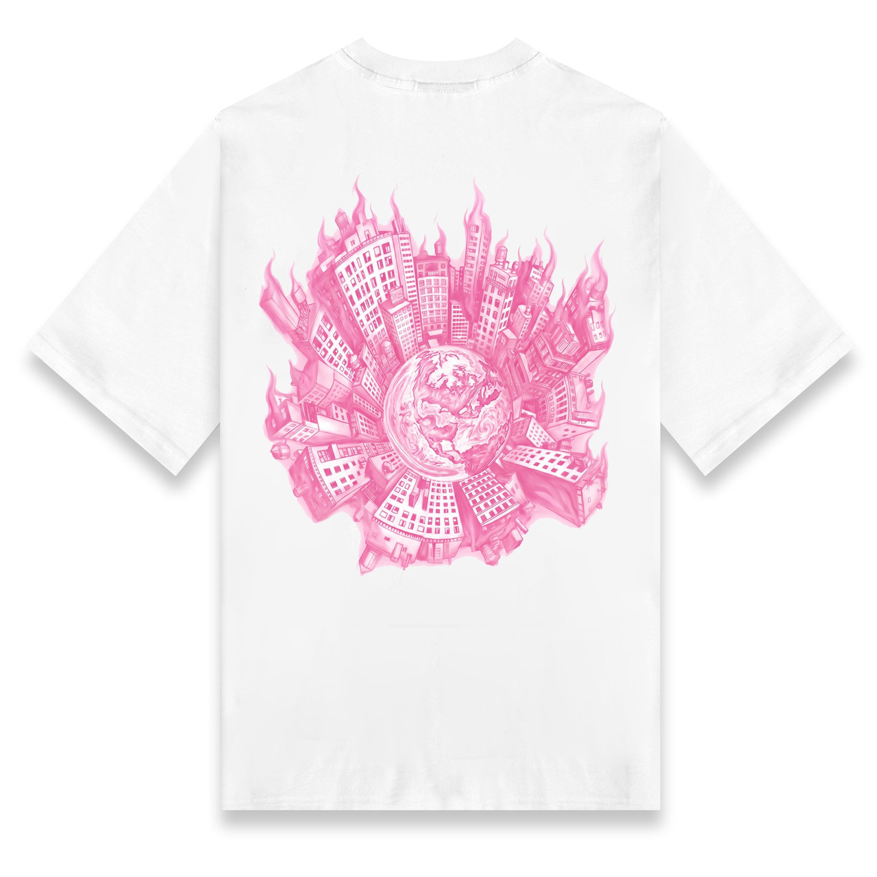 World in Flames White Oversized Shirt