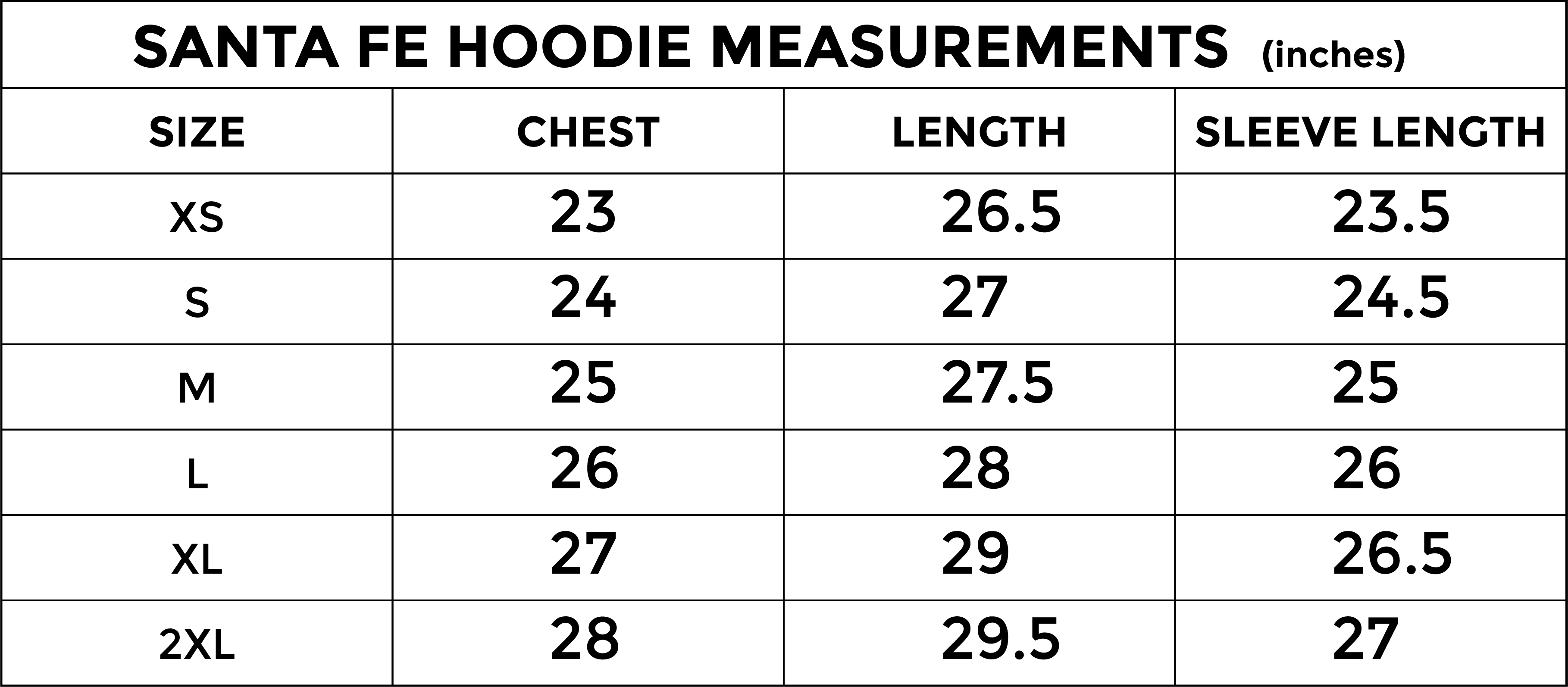 Size chart