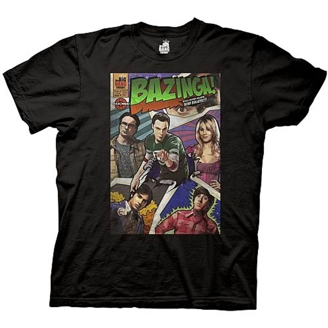 Big Bang Theory Bazinga Comic Cover Black T Shirt