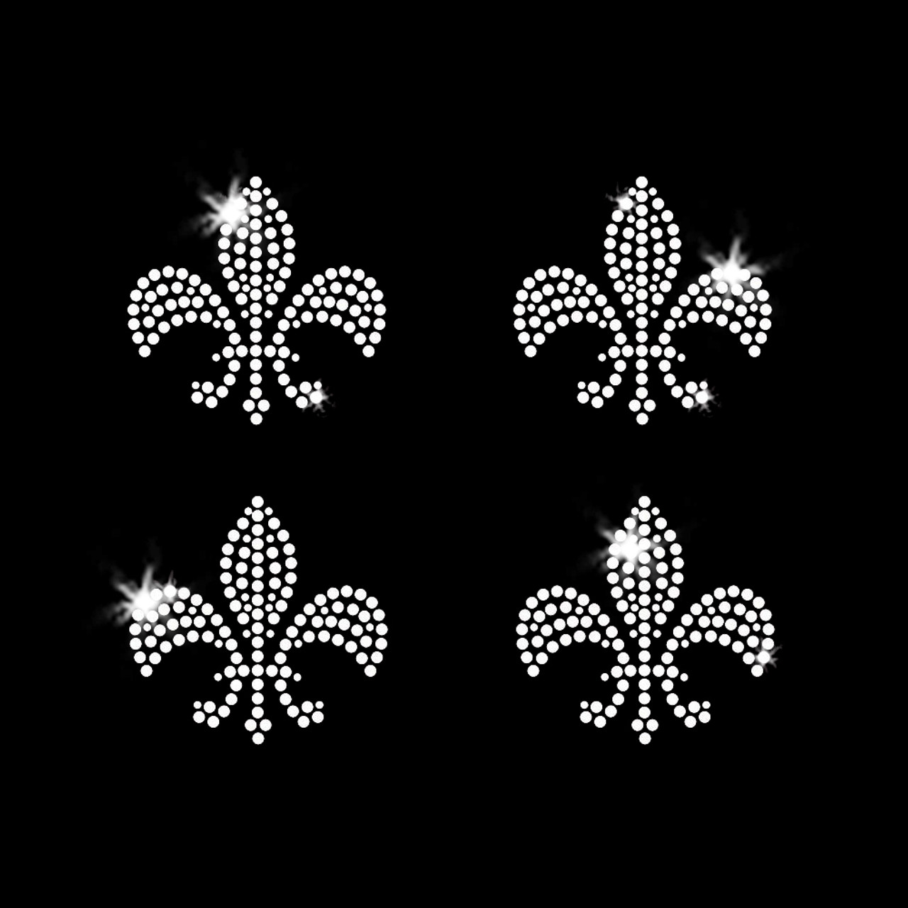 Set of 3 Small Fleur de Lis Iron On Rhinestone Transfer