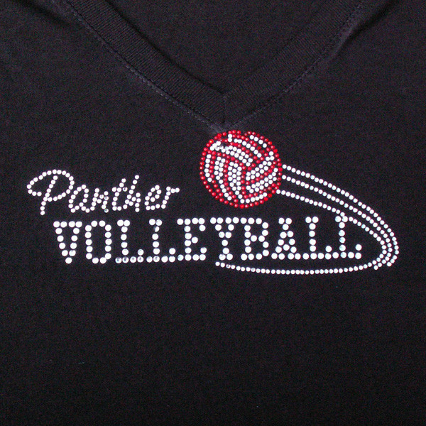 Custom Design Volleyball Rhinestone Iron On Transfer