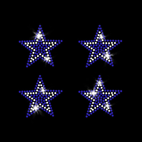 Blue Star Set of 4 Stars Dance Cheer Iron-on Blue Bling Clear Crystal Rhinestone Transfer