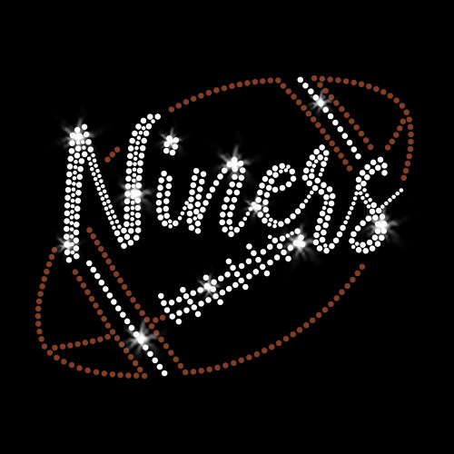 Niners Script Football Sparkly Bling Iron-on Clear Crystal Rhinestone & Brown Rhinestud Transfer Niners Script Football Sparkly Bling Iron-on Clear Crystal Rhinestone & Brown Rhinestud Transfer