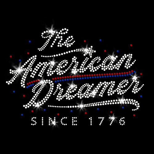 The American Dreamer Since 1776 Sparkly Patriotic Bling Iron-on Rhinestone Transfer