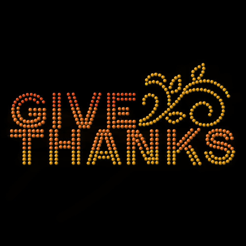 Give Thanks Ombre Thanksgiving Iron On Rhinestud Transfer