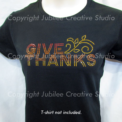 Give Thanks Ombre Iron On Rhinestud Transfer