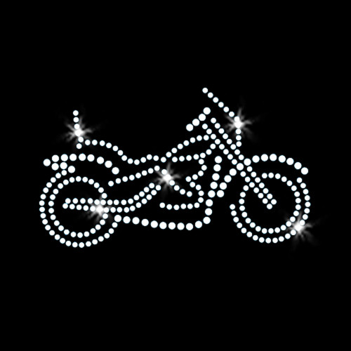 Motorcycle Bike Chopper Biker Sparkly Bling Iron-on Rhinestone Transfer