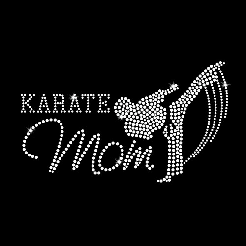 Karate Mom Iron On Rhinestone Transfer