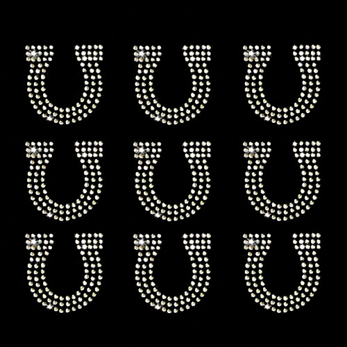 Set of 9 Horseshoe Iron On Rhinestone Transfer