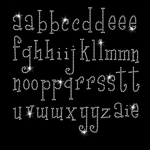 Girly Font Lowercase Alphabet Iron On Rhinestone Transfer