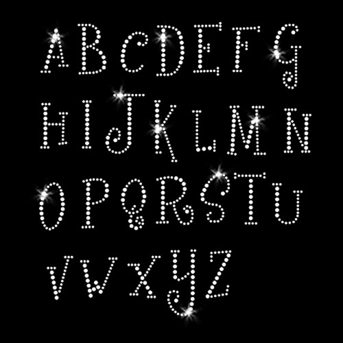 Girly Font Uppercase Alphabet Iron On Rhinestone Transfer