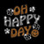 Oh Happy Day Smiley Face Groovy Bling Iron-on Clear Crystal Rhinestone & Gold Rhinestud Transfer