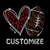 Football Cheetah Heart Love with Your Custom Name or Word Iron-on Rhinestone Transfer