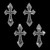 Set of 4 Mini Cross Iron On Rhinestone Transfer