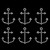 Set of 6 Little Anchor Nautical Iron On Rhinestone Transfer