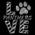 Love Panthers Clear Iron On Rhinestone Transfer